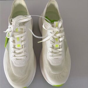 Sam Edelman White and Neon Green Sneakers